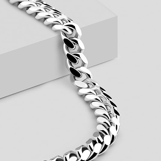 Silver Plated Cuban Style Thick & Heavy Chain For Men