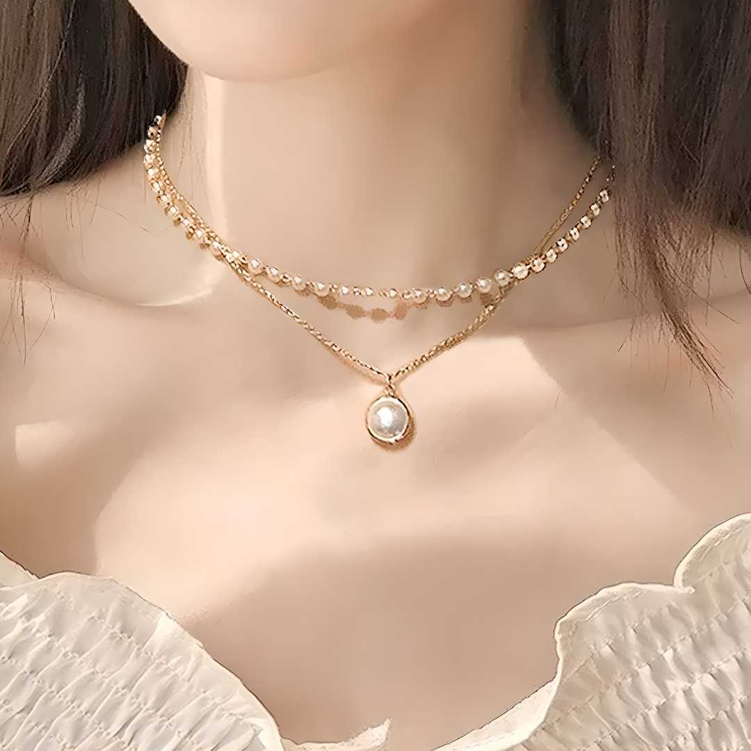 TIRA JEWELS Pearl Chain Necklace For Women