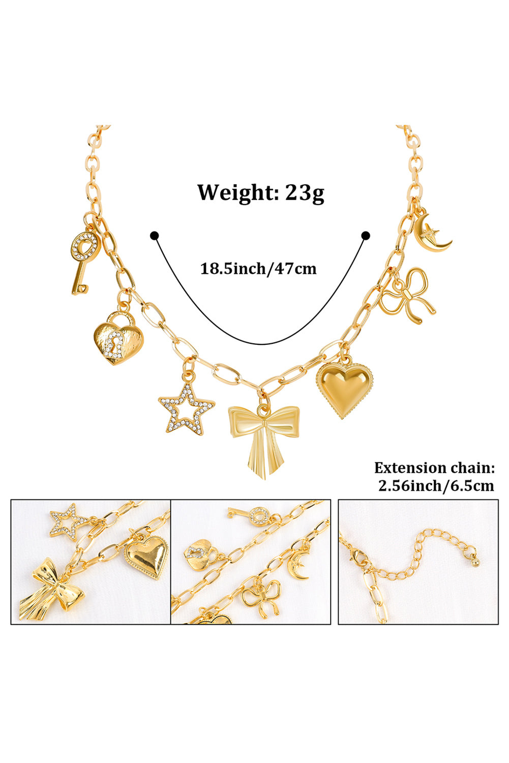 Gold Charm Pendants Chain Necklace
