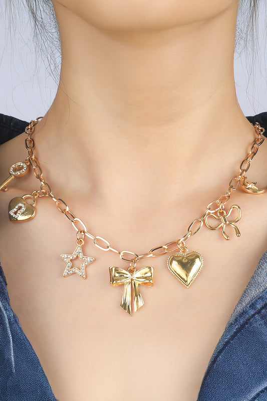 Gold Charm Pendants Chain Necklace