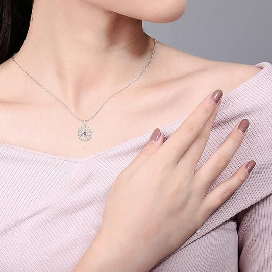 Silver Birthstone Pendant With chain