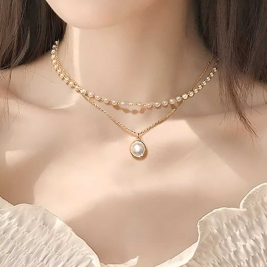 TIRA JEWELS Pearl Chain Necklace For Women