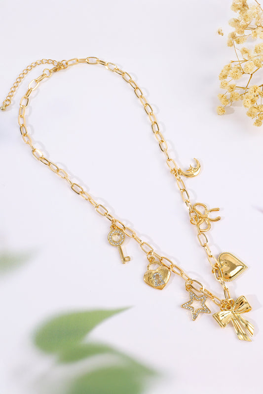 Gold Charm Pendants Chain Necklace